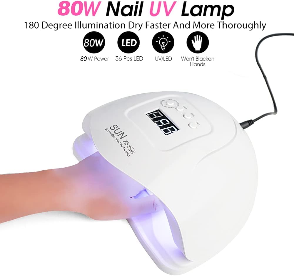 ريمي بيل - ملحقات طلاء الأظافر الجل - مصباح LED بالأشعة فوق البنفسجية 80 وات