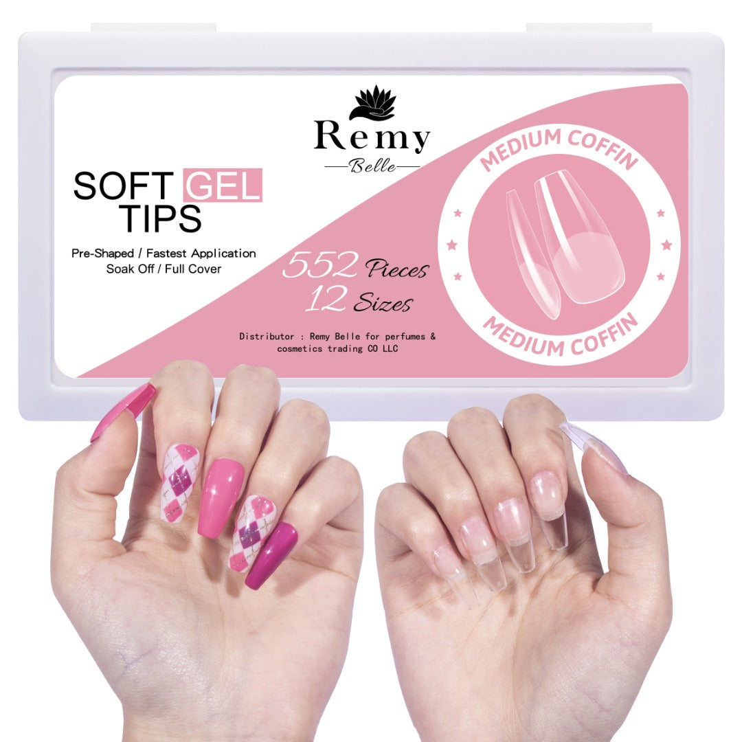 Remy Belle - Мягкие гелевые типсы для ногтей - Средний гроб, 552 шт. 