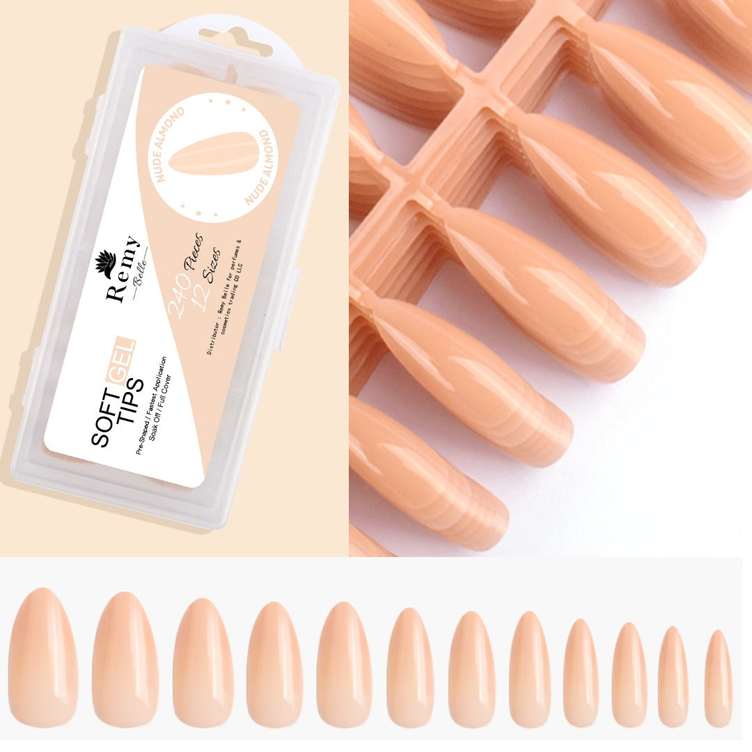 Remy Belle - Мягкие гелевые типсы для ногтей - телесный миндаль, 240 шт. 