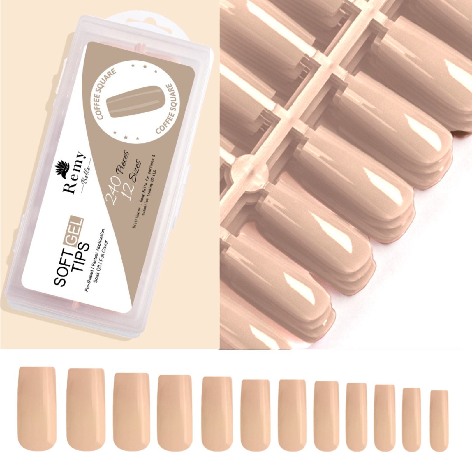 Remy Belle - Мягкие гелевые типсы для ногтей - Кофейные 240 шт. 