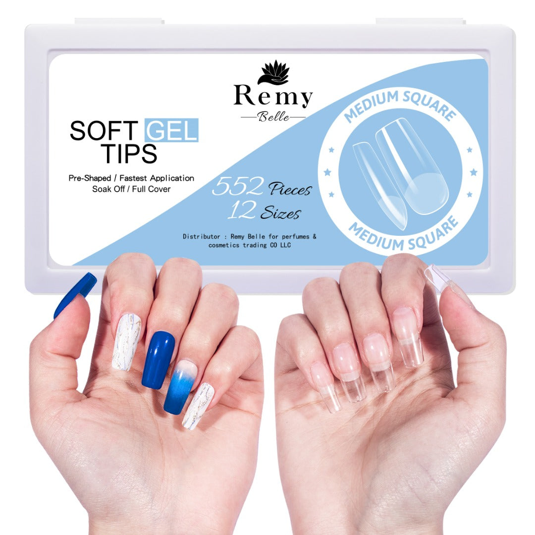 Remy Belle — Мягкие гелевые типсы для ногтей — средний квадрат, 552 шт. 
