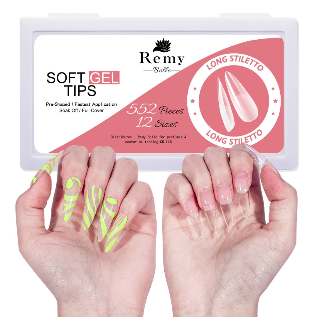 Remy Belle — Мягкие гелевые типсы для ногтей — Длинные шпильки, 552 шт. 