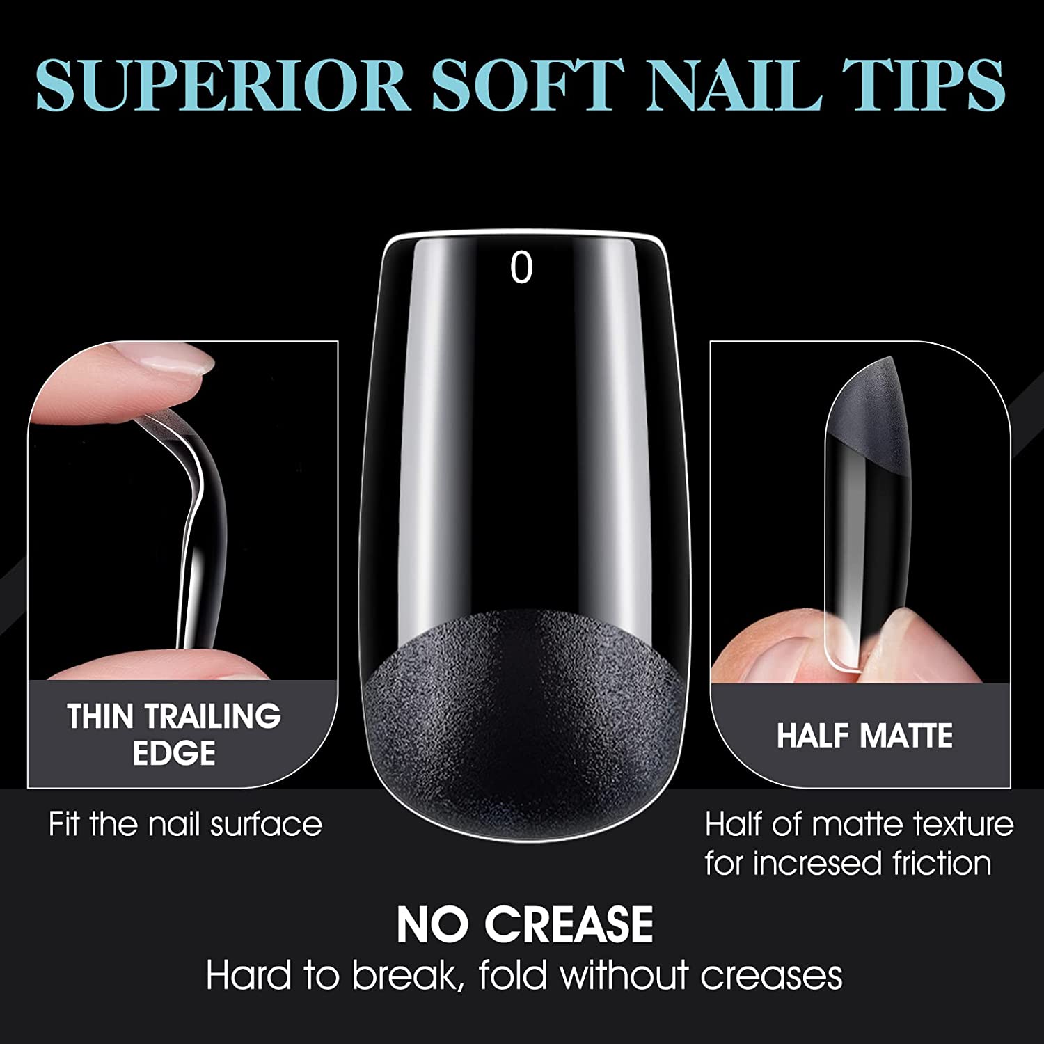 Remy Belle — Мягкие гелевые типсы для ногтей — средний квадрат, 552 шт. 