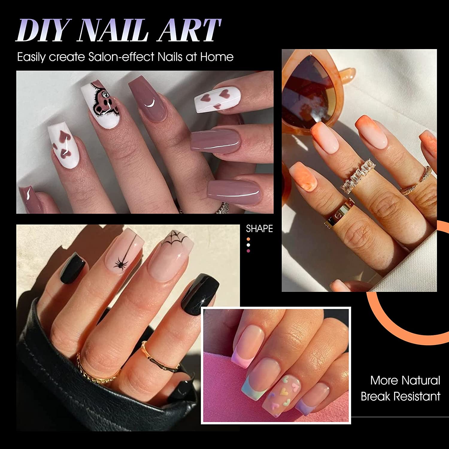 Remy Belle - Мягкие гелевые типсы для ногтей - Короткие квадратные, 240 шт. 