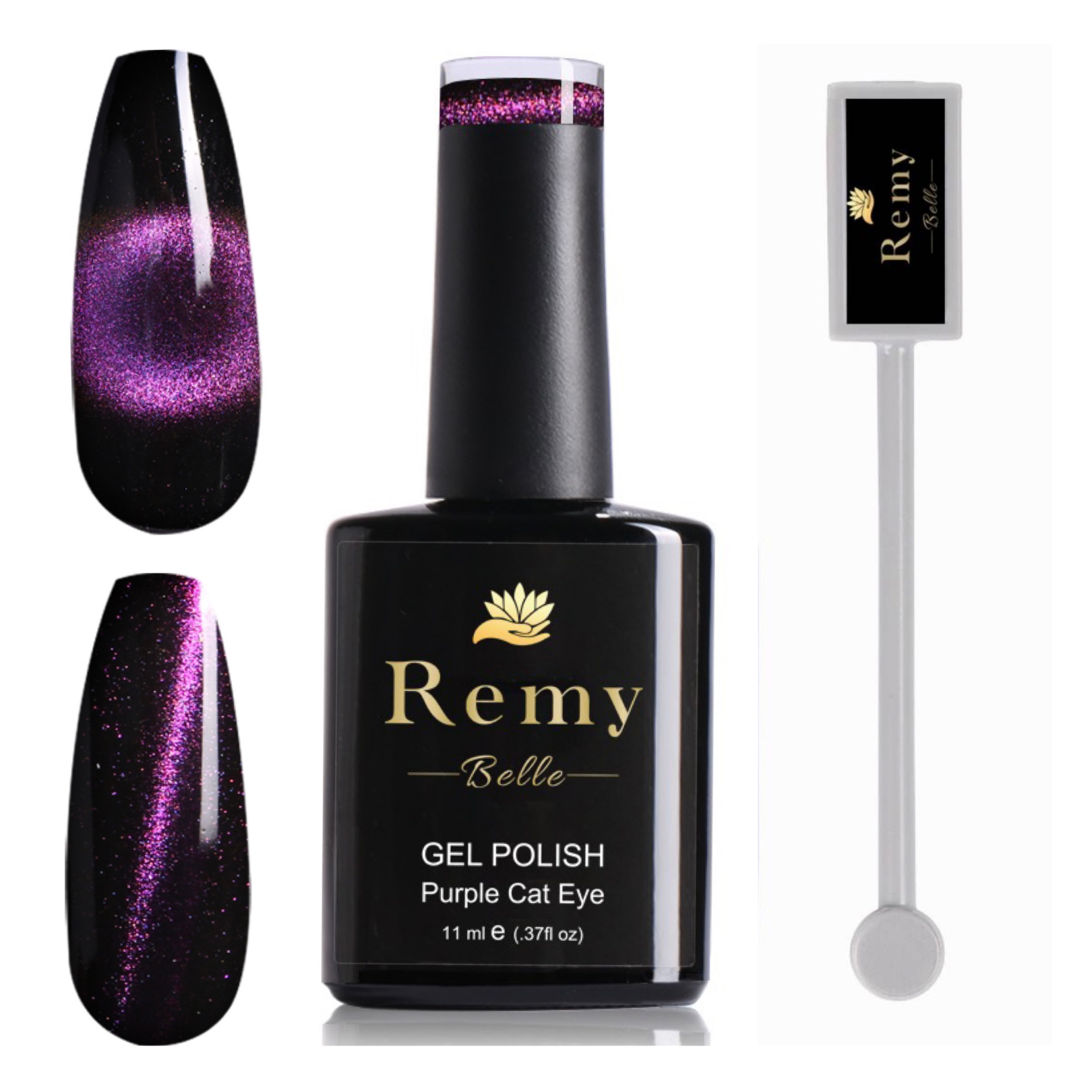 Remy Belle - Nails Gel Polish - Cat Eye Purple with Magnet Stick 11ml