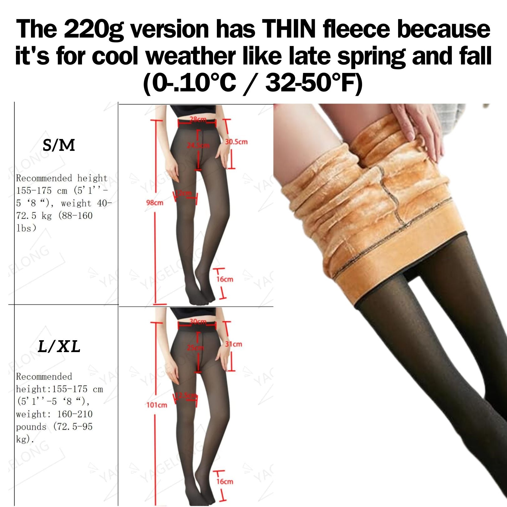 Remy Belle - Fleece Tights - 220g Black