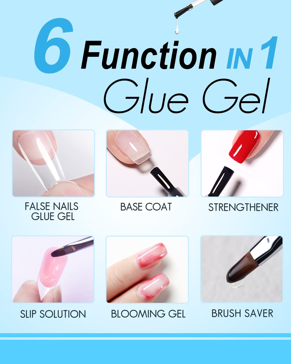 Remy Belle - Nails Soft Gel Tips - 6 in 1 Glue Gel