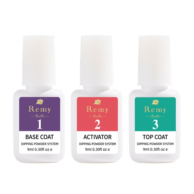 Remy Belle - Dip Powder - Пудровое базовое покрытие, верхнее покрытие и активатор 