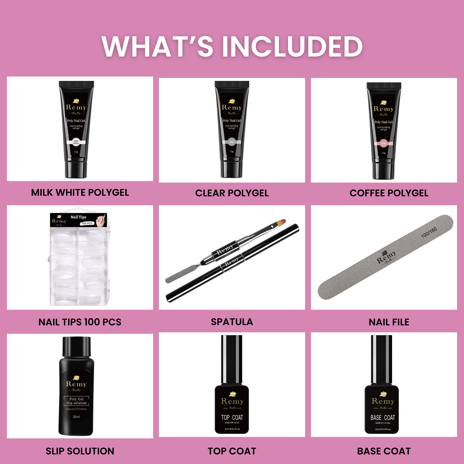 Remy Belle - Nails Poly Gel Kit - 3 Pcs Kit